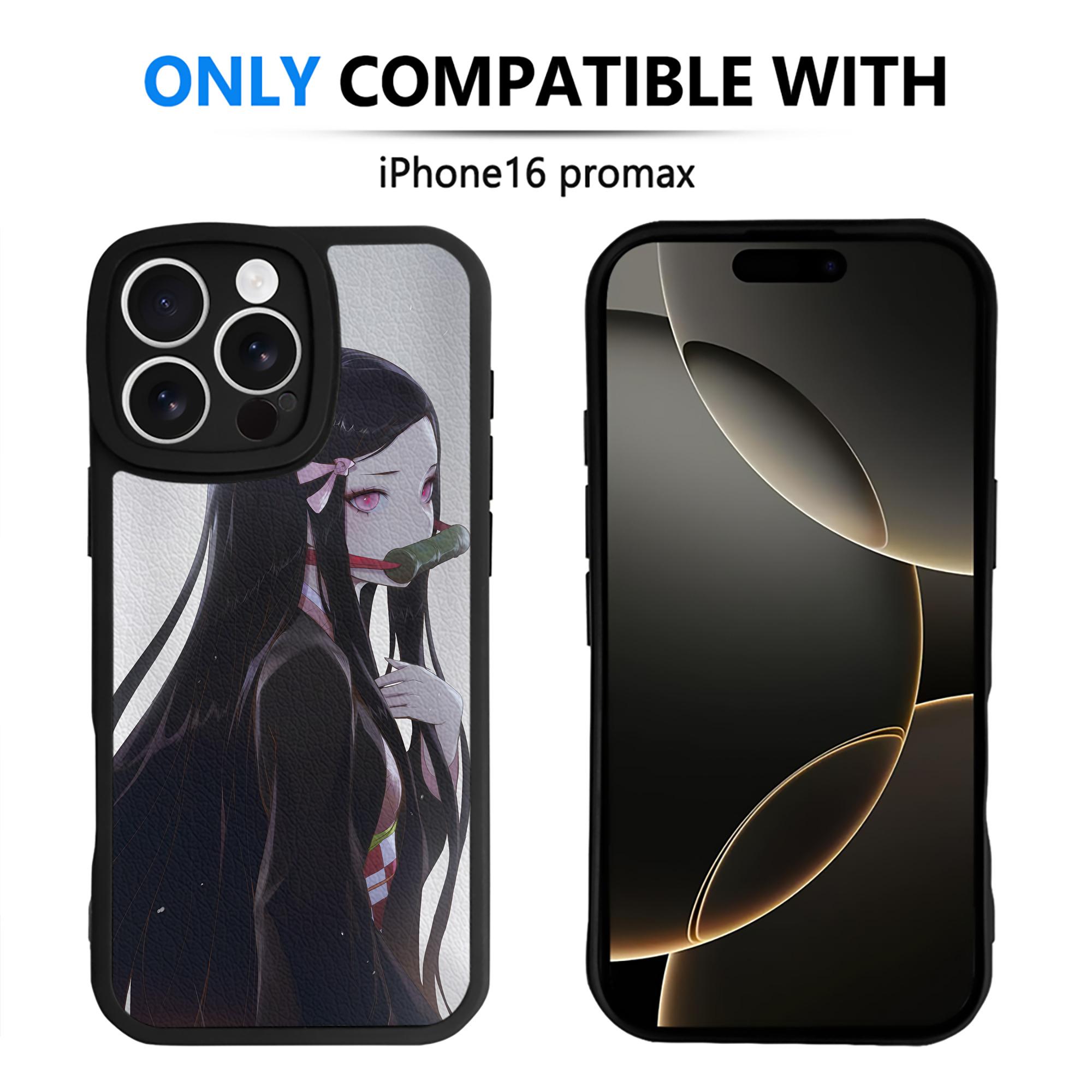 （画像用） 鬼滅の刃（きめつのやいば）竈門 禰󠄀豆子／かまど ねずこ Kamado Nezuko 【iPhone 16シリーズ対応】シリコンスマホケース（レザー調） 材質：シリコン